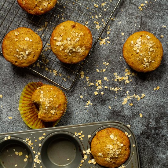 Peanut Butter Banana Oat Muffins