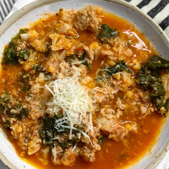 Keto Turkey Kale Cauliflower Soup