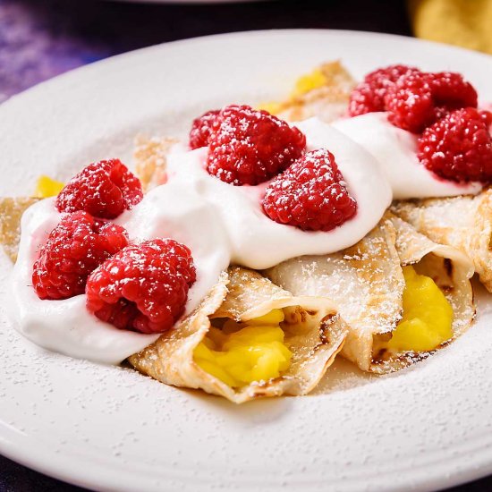 Mango & Raspberry Cider Crepes