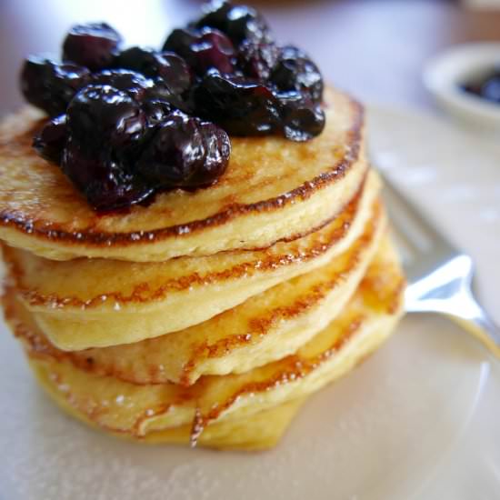 Ricotta Pancakes w/ Blueberry Sauce