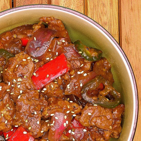 Easy beef stir fry with peppers