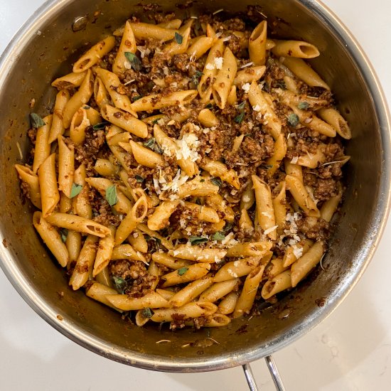 Sausage and Red Wine Pasta