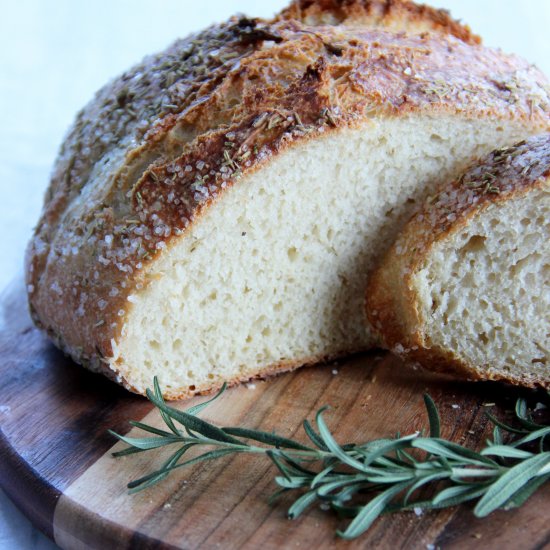 Sea Salt Rosemary No Knead Bread