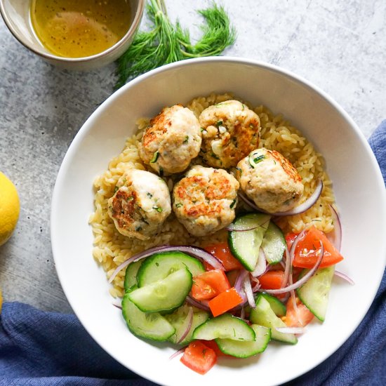 Chicken Meatballs & Lemon Orzo