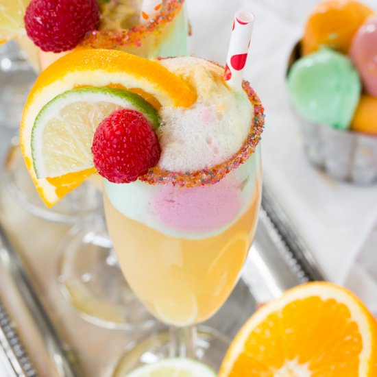 Sparkling Rainbow Sherbet Floats