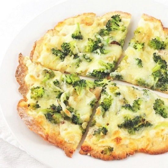 flatbread white broccoli pizza