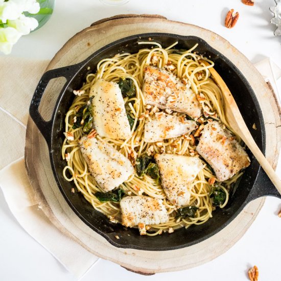 Spaghetti with lemon fish