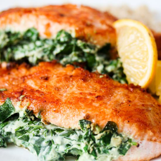 Salmon Stuffed Ricotta and Spinach