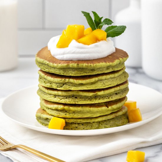 Matcha green tea pancakes