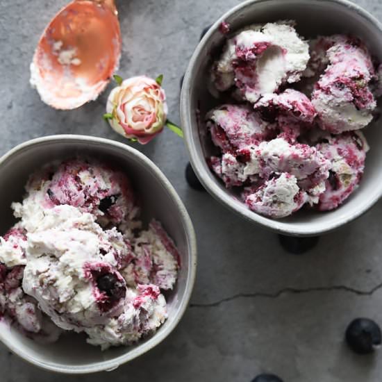 No Churn Blueberry Swirl ice Cream