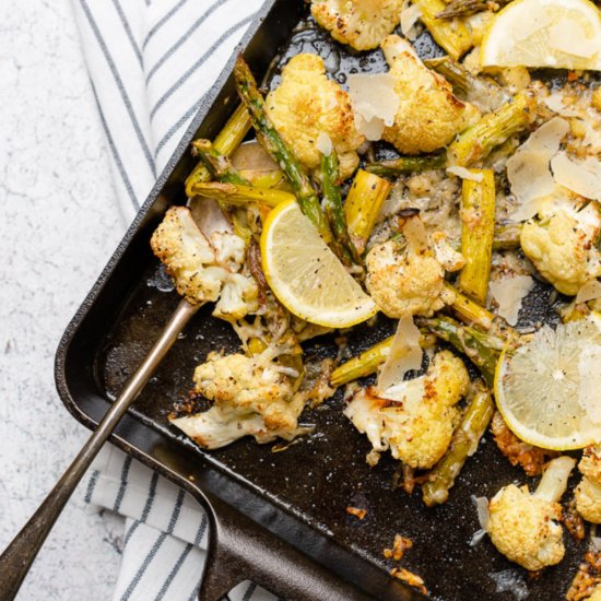 Roasted Cauliflower and Asparagus