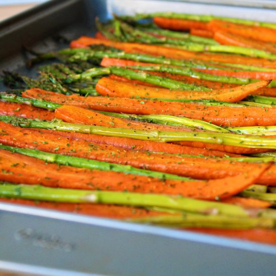 Oven Roasted Carrots & Asparagus