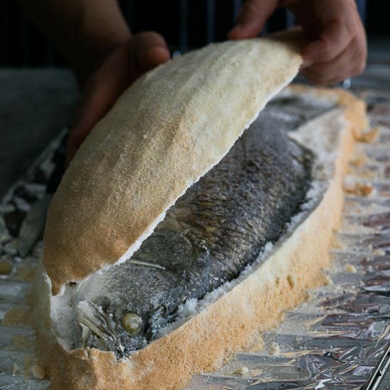 whole baked fish in salt crust