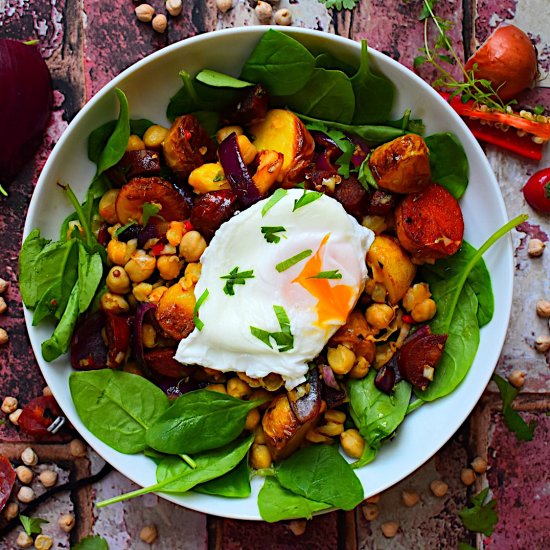 Potato, Chorizo and Chickpea Salad