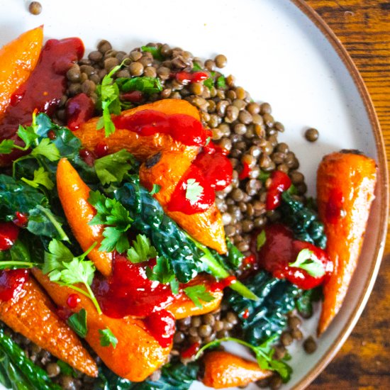 Warm Lentil, Kale, and Carrot Salad