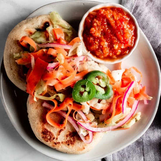 roasted poblano pupusas + curtido