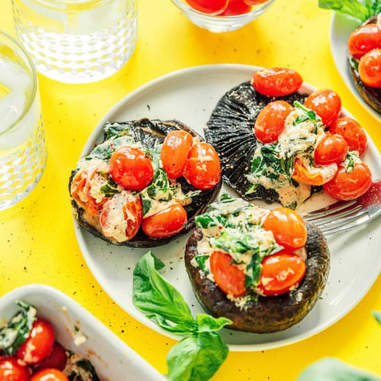 Roasted Tomato Stuffed Mushrooms