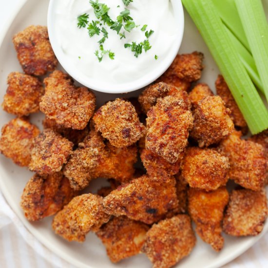 Keto Buffalo Popcorn Chicken