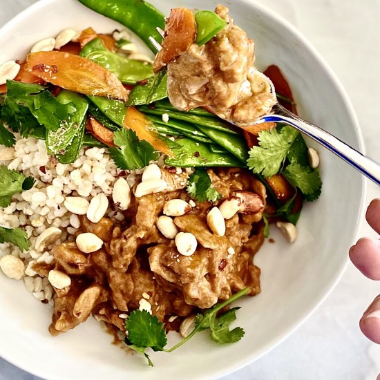 simple spicy peanut seitan