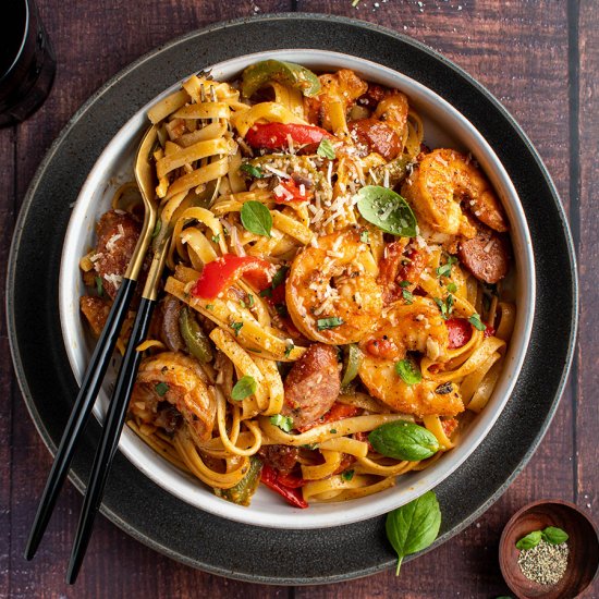 Shrimp and chorizo jambalaya pasta