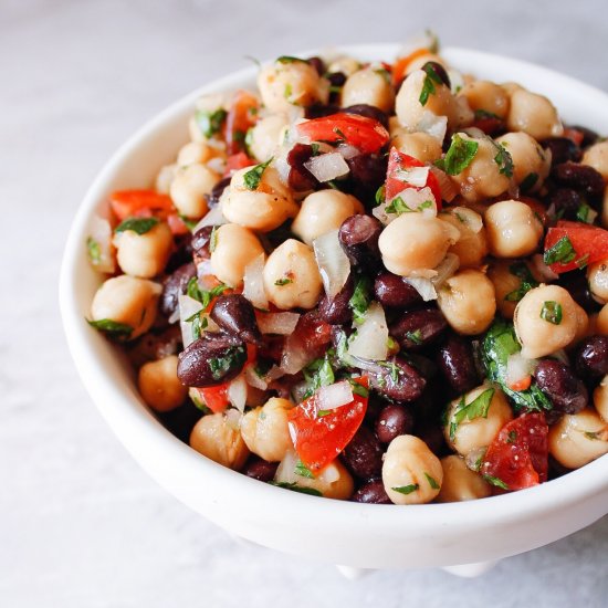 Chickpea and black bean salad