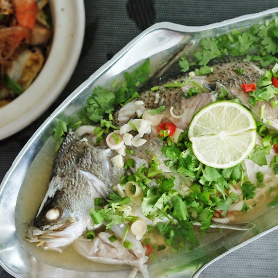 Thai Style Steamed Sea Bass