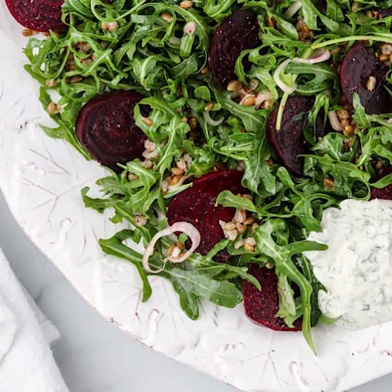 Roasted Beet Salad with Rye Berries