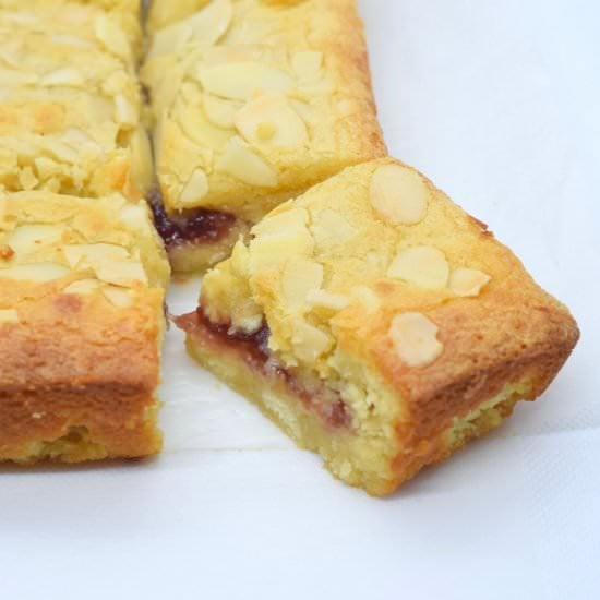 White Chocolate Bakewell Blondies