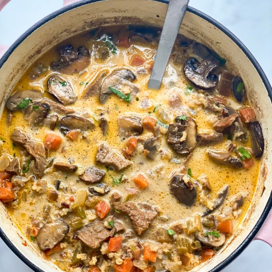 Leftover Beef & Wild Rice Soup