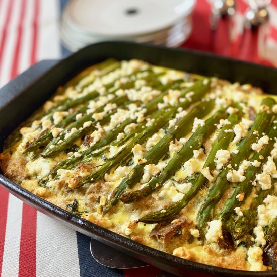 Eggy Sourdough and Asparagus Strata