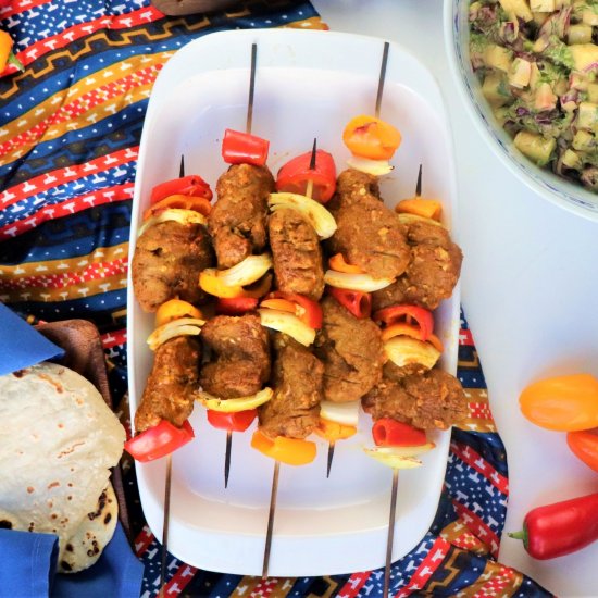 Seitan Kabobs with Cucumber Salad