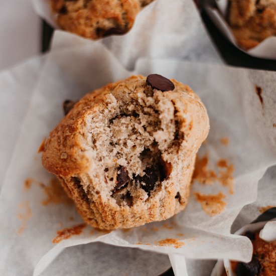 Banana Oat Chocolate Chip Muffins