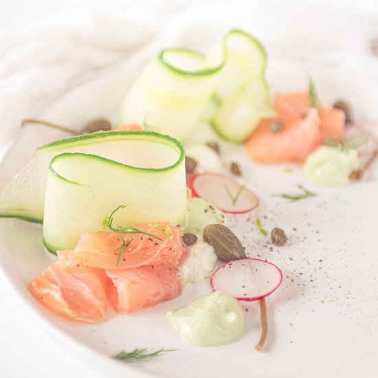 Smoked salmon and cucumber salad