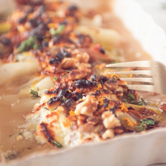 Chicory goat cheese casserole