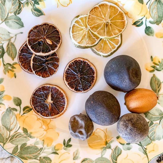 Drying Limes for Noomi Basra Chai