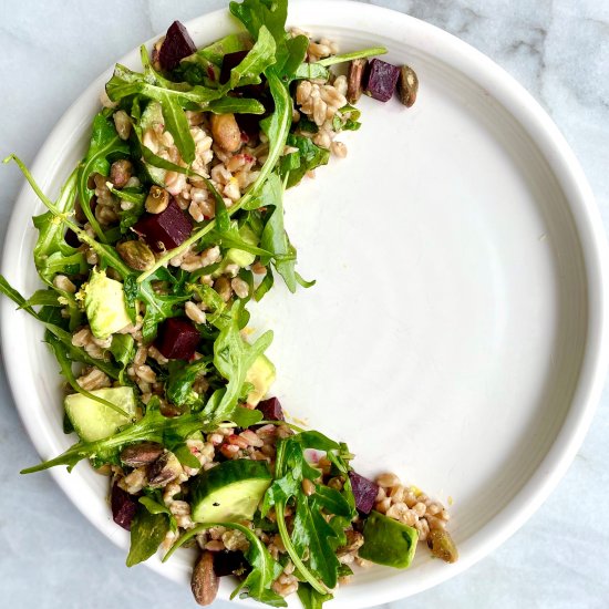 jasmine green tea grain-herb salad