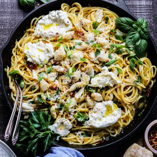 spicy pasta & crab carbonara