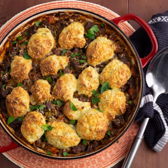 Beef Casserole & Cheese Dumplings