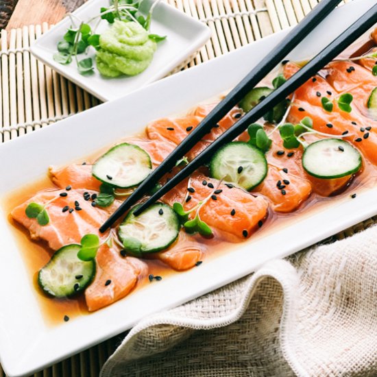 Salmon Sashimi with Ponzu