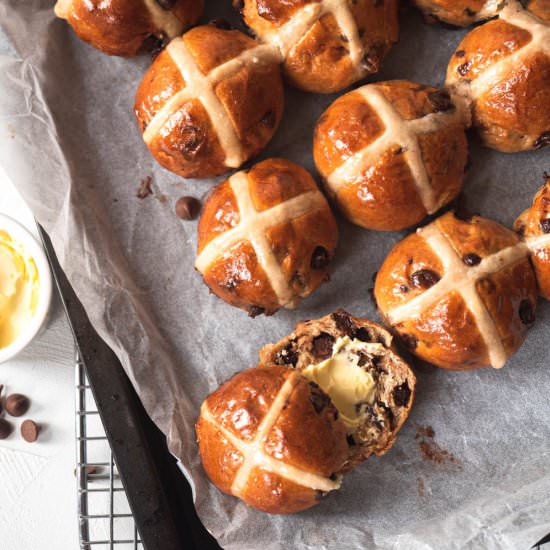 Chocolate Hot Cross Buns