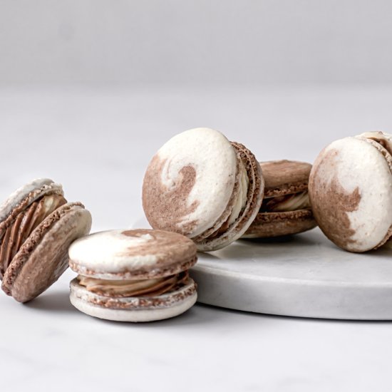 Chocolate Vanilla Swirled Macarons