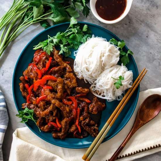 Sweet & Spicy Beef with Peppers