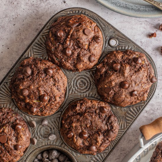 vegan double chocolate muffins