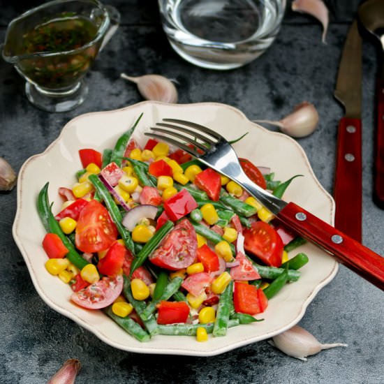 Salad with chimichurri dressing