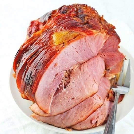 maple-mustard glazed spiral ham