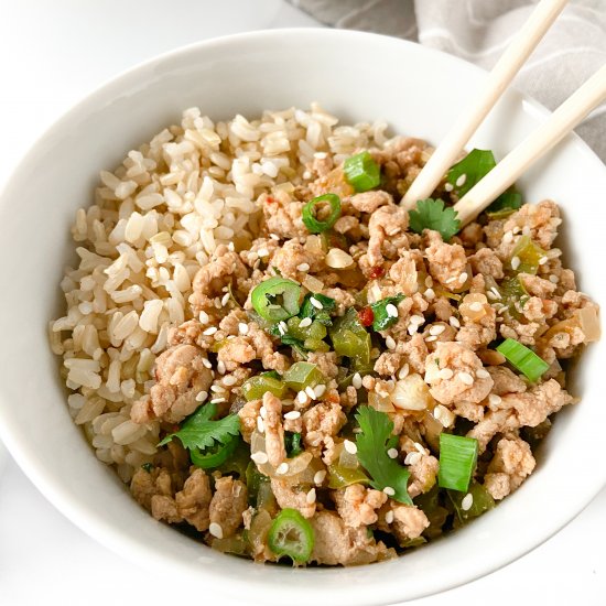 Spicy Asian Turkey Rice Bowls