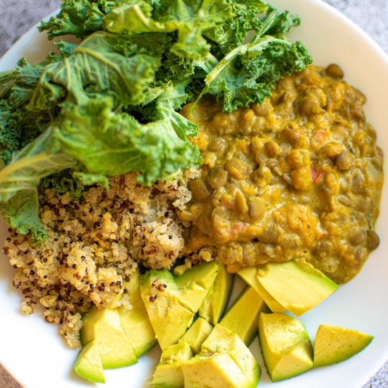 Vegan butternut squash lentil curry