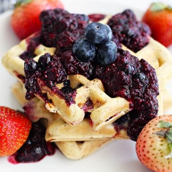 Almond Berry Waffles with Chia Jam