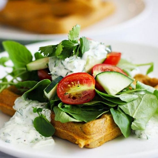 Falafel Waffles with a Creamy Sauce