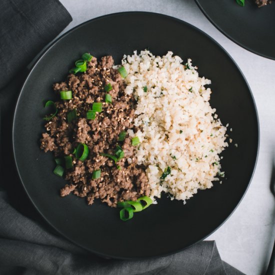 Korean Beef with Cauliflower Rice